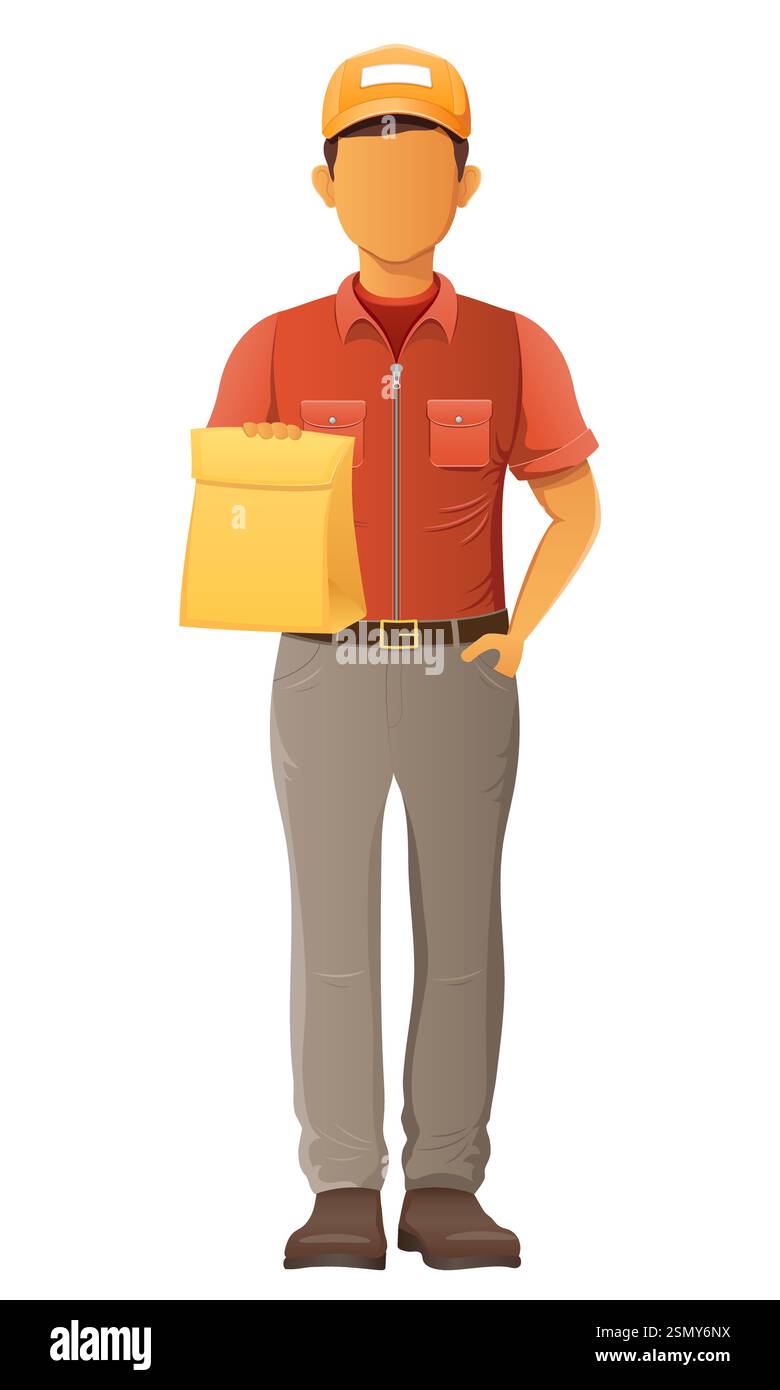 delivery young man courier service vector illustration isolated on ...