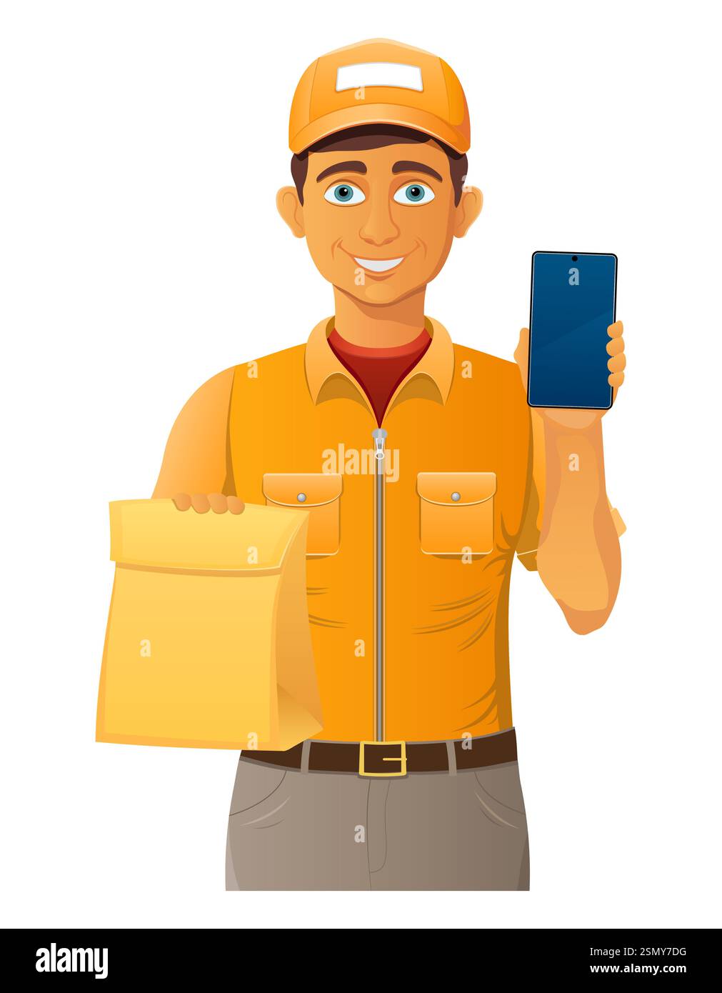 delivery young man courier service vector illustration isolated on ...