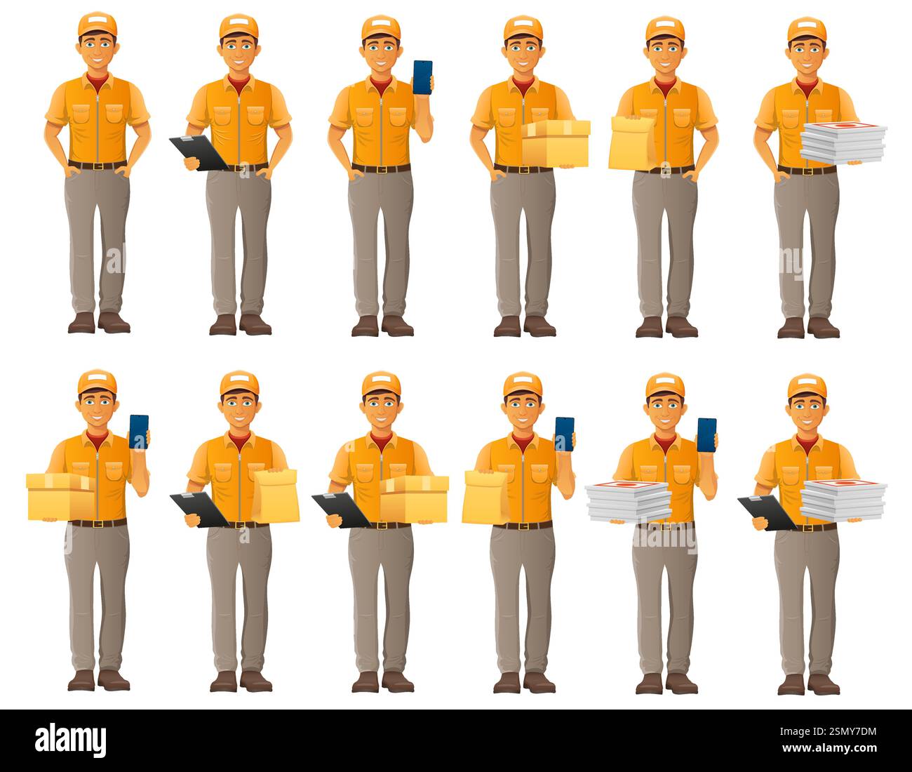 delivery young man courier service vector illustration isolated on ...