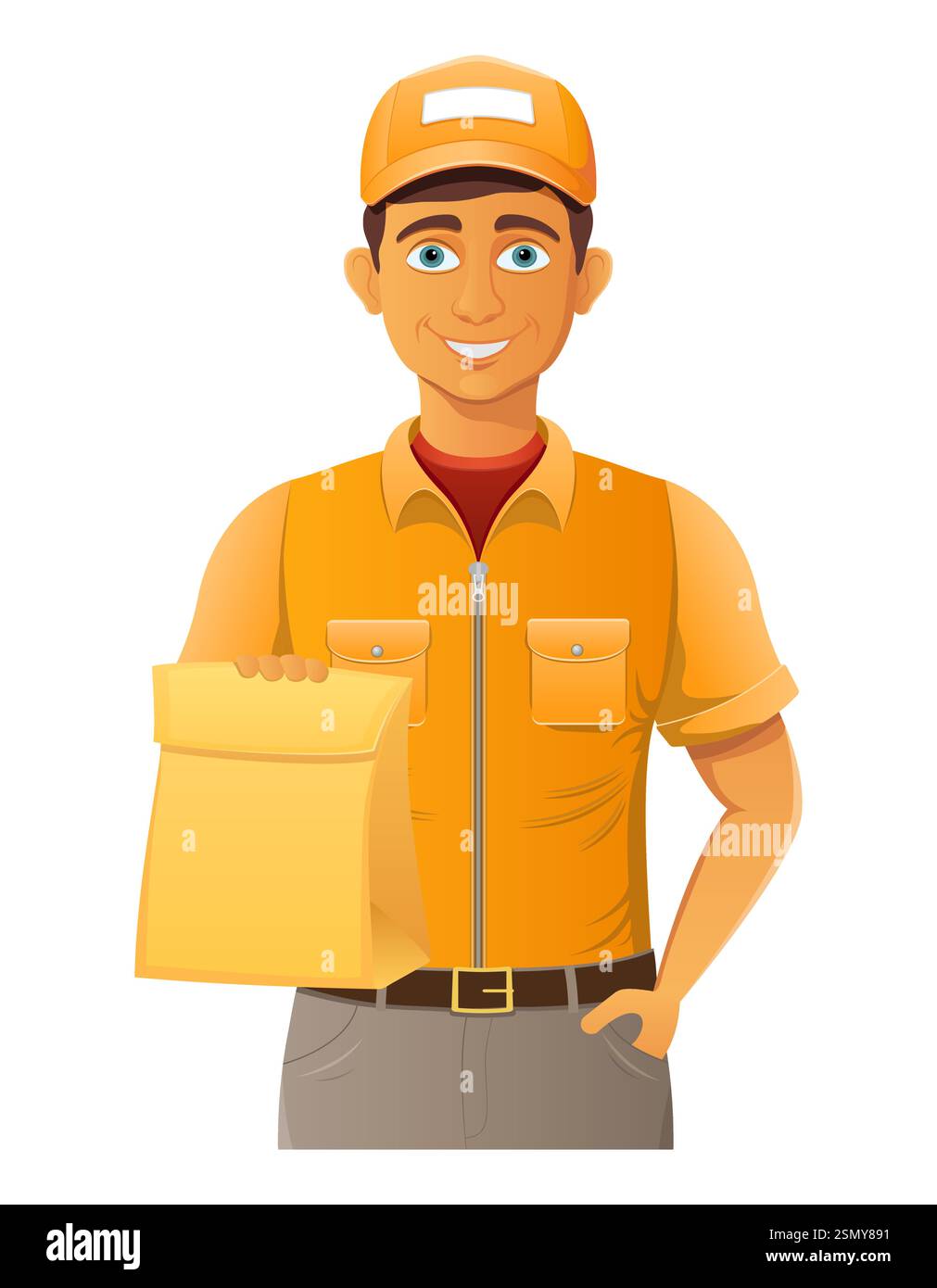 delivery young man courier service vector illustration isolated on ...