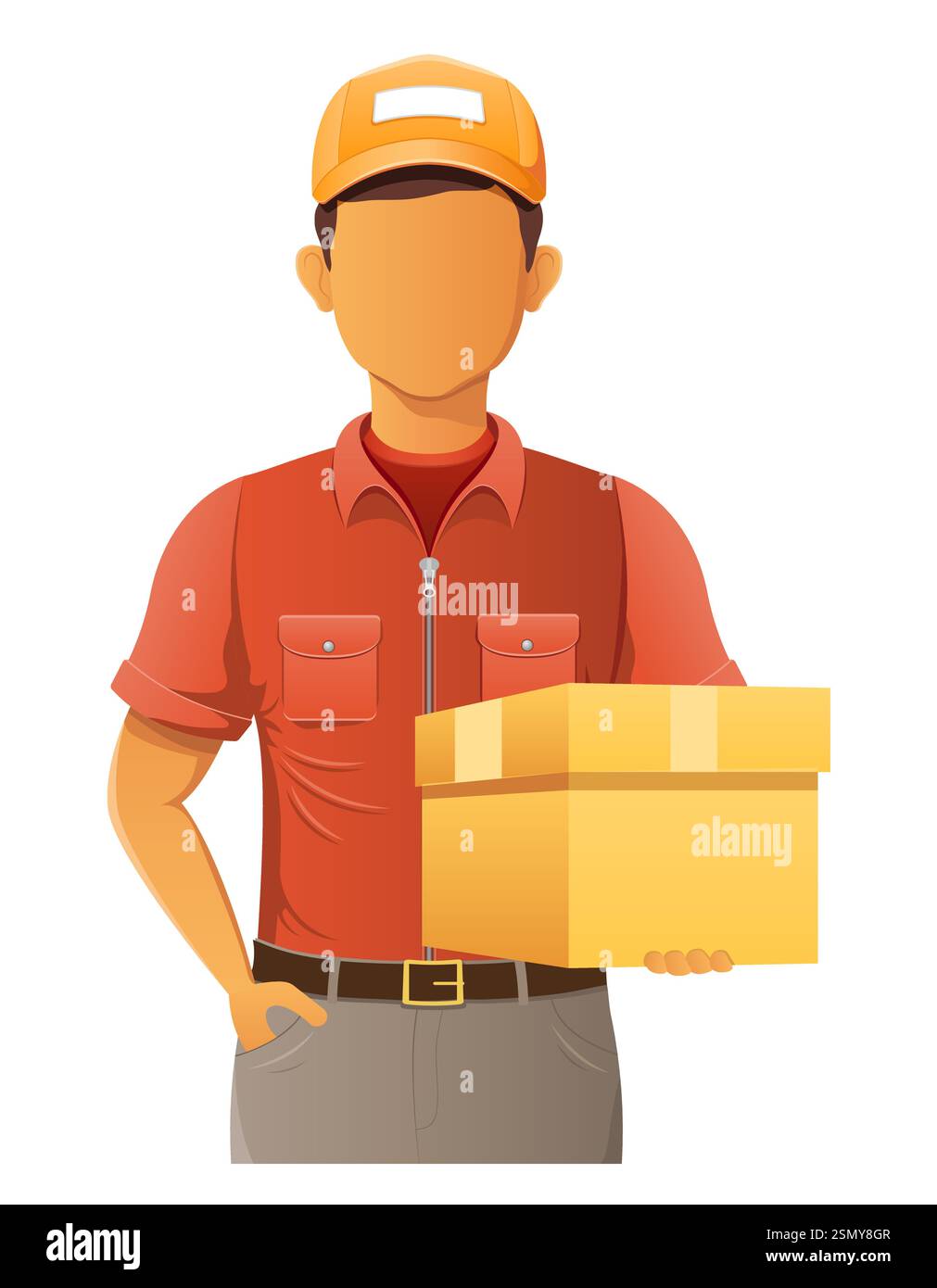delivery young man courier service vector illustration isolated on ...