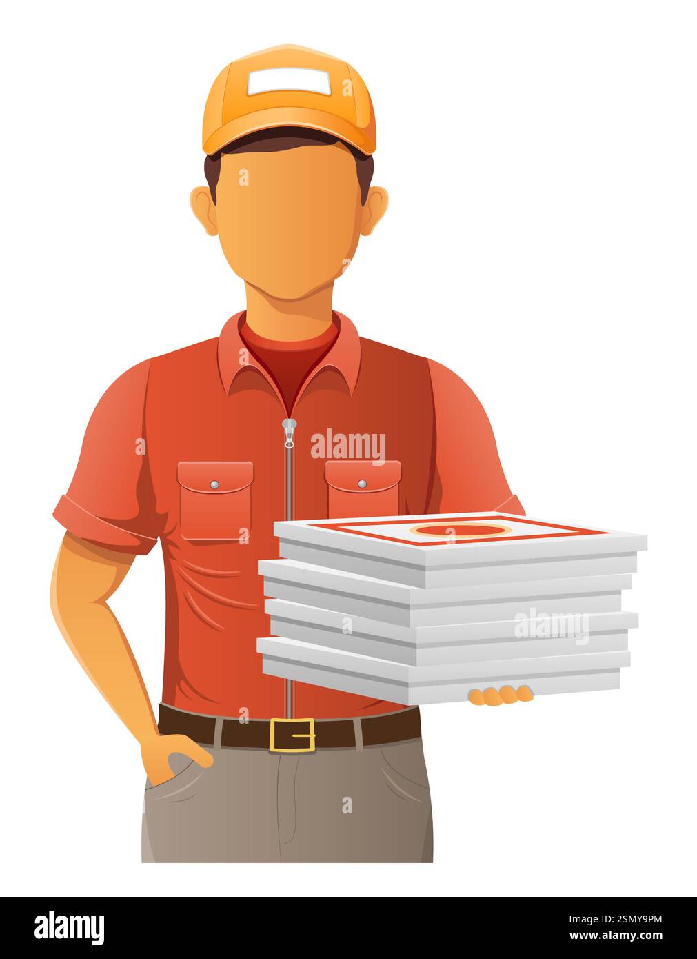 delivery young man courier service vector illustration isolated on ...