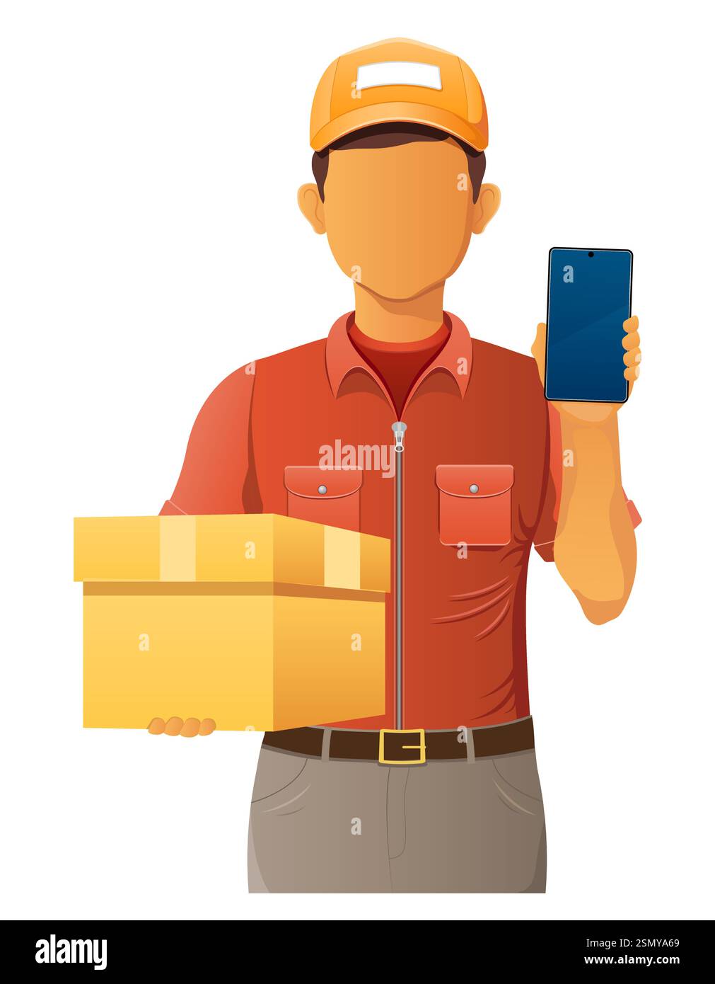 delivery young man courier service vector illustration isolated on ...