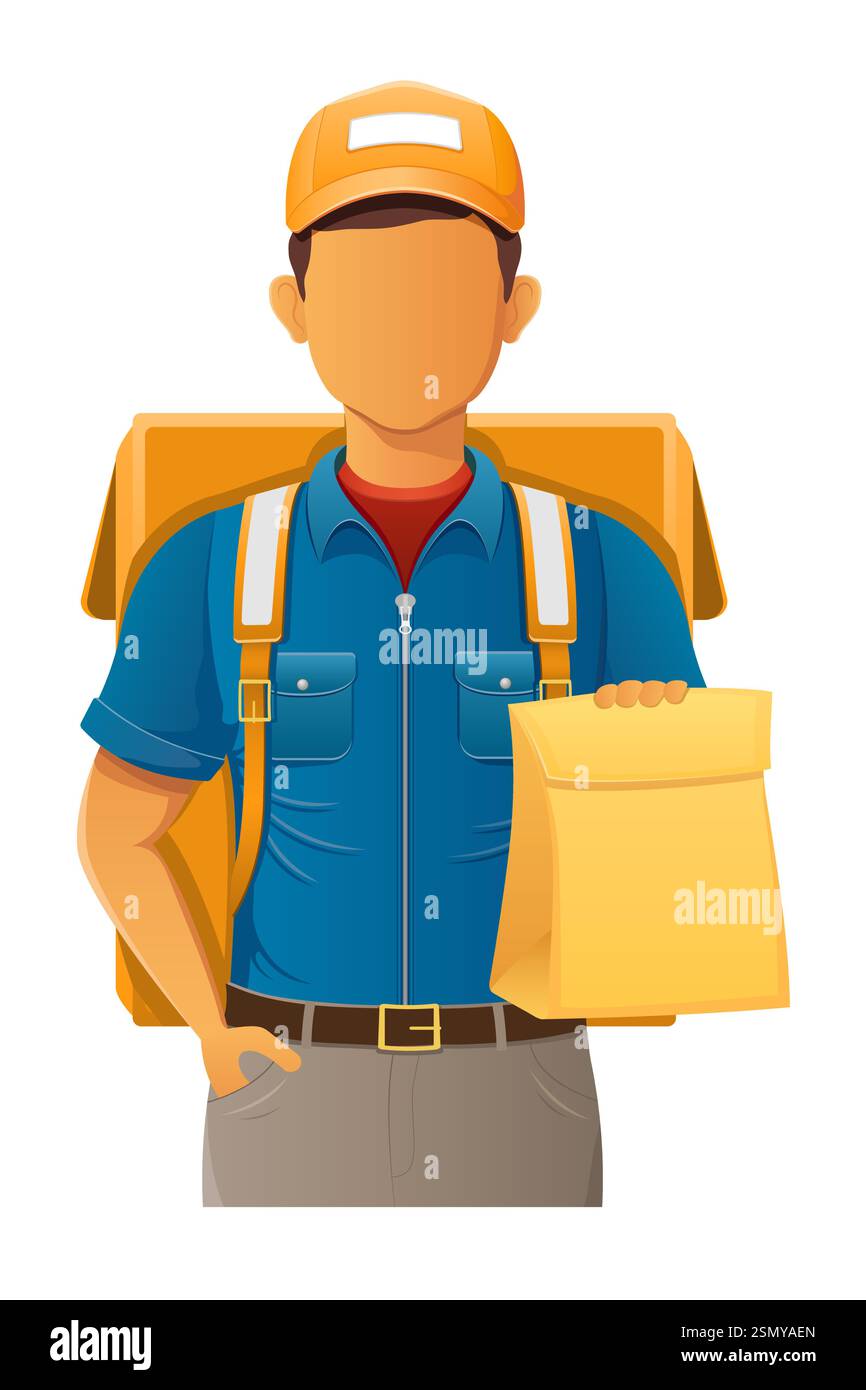 delivery young man courier service vector illustration isolated on ...