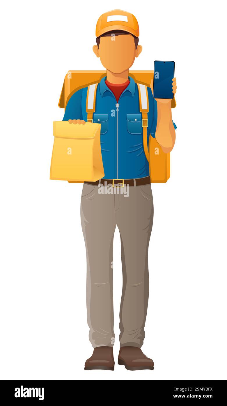 delivery young man courier service vector illustration isolated on ...