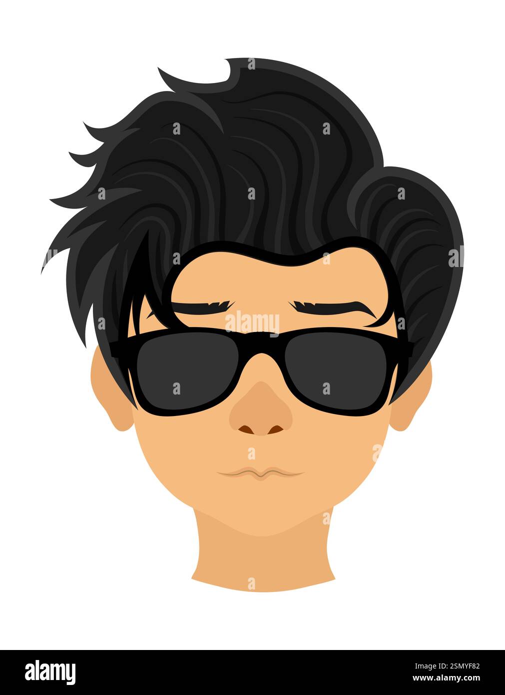 face young man with different hairstyles flat style vector illustration ...