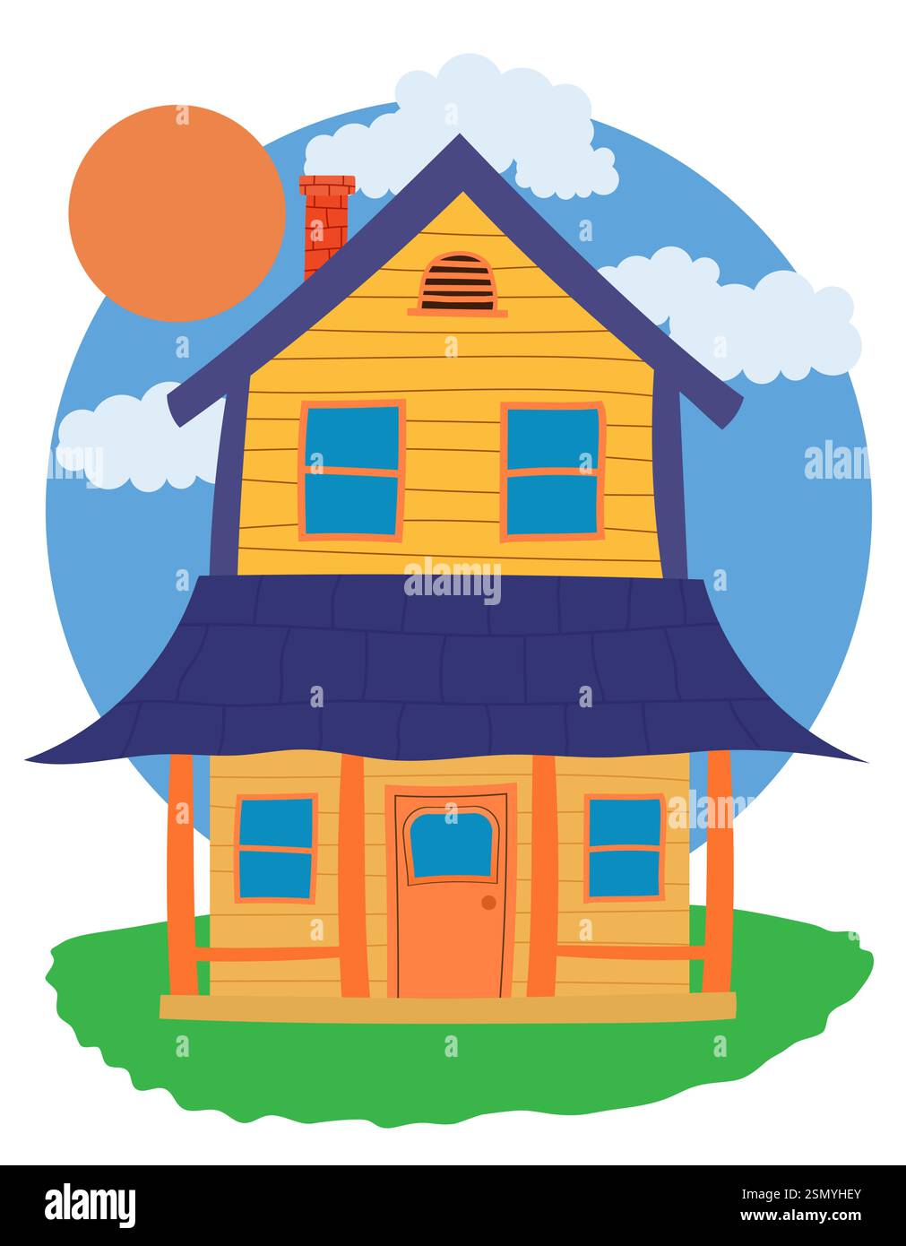 flat style house private building real estate vector illustration ...