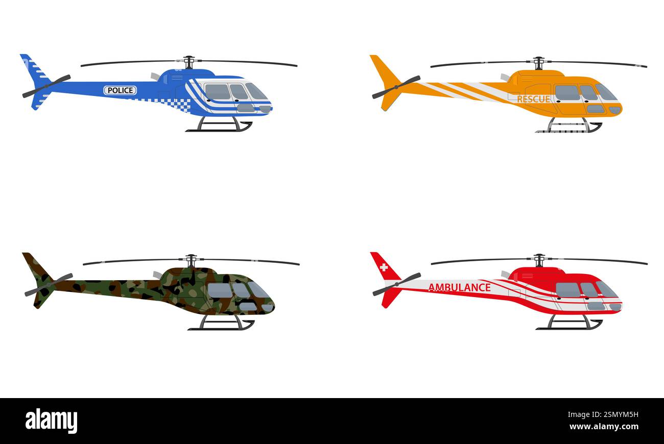 helicopter flat style vector illustration isolated on white background ...