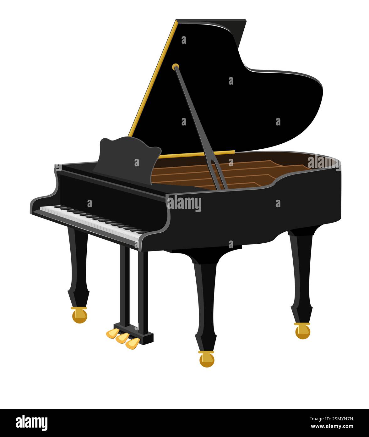 grand piano musical instrument flat style vector illustration isolated ...