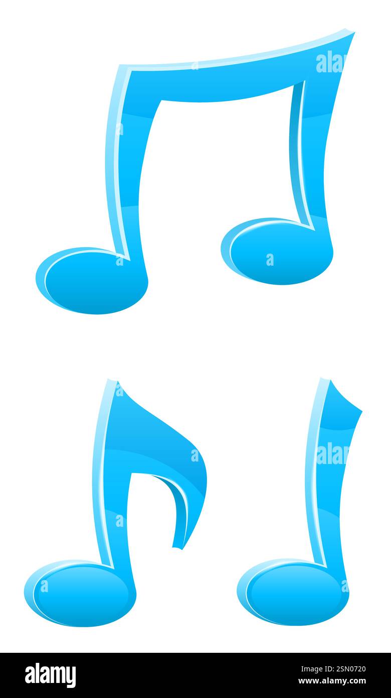 musical notes and treble clef vector illustration isolated on white background Stock Vector