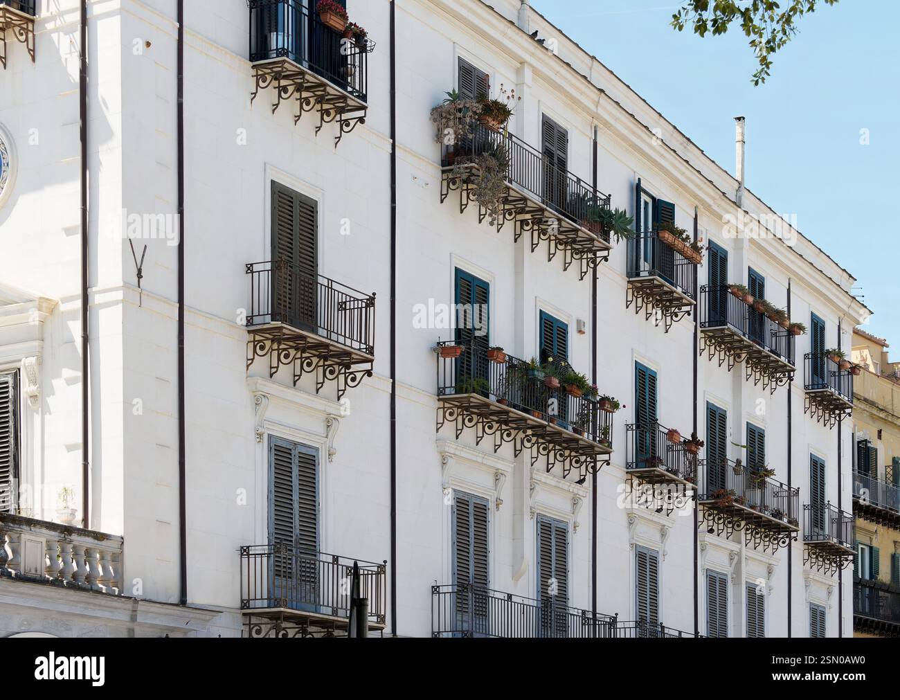 Elegant white balconies hi-res stock photography and images - Alamy