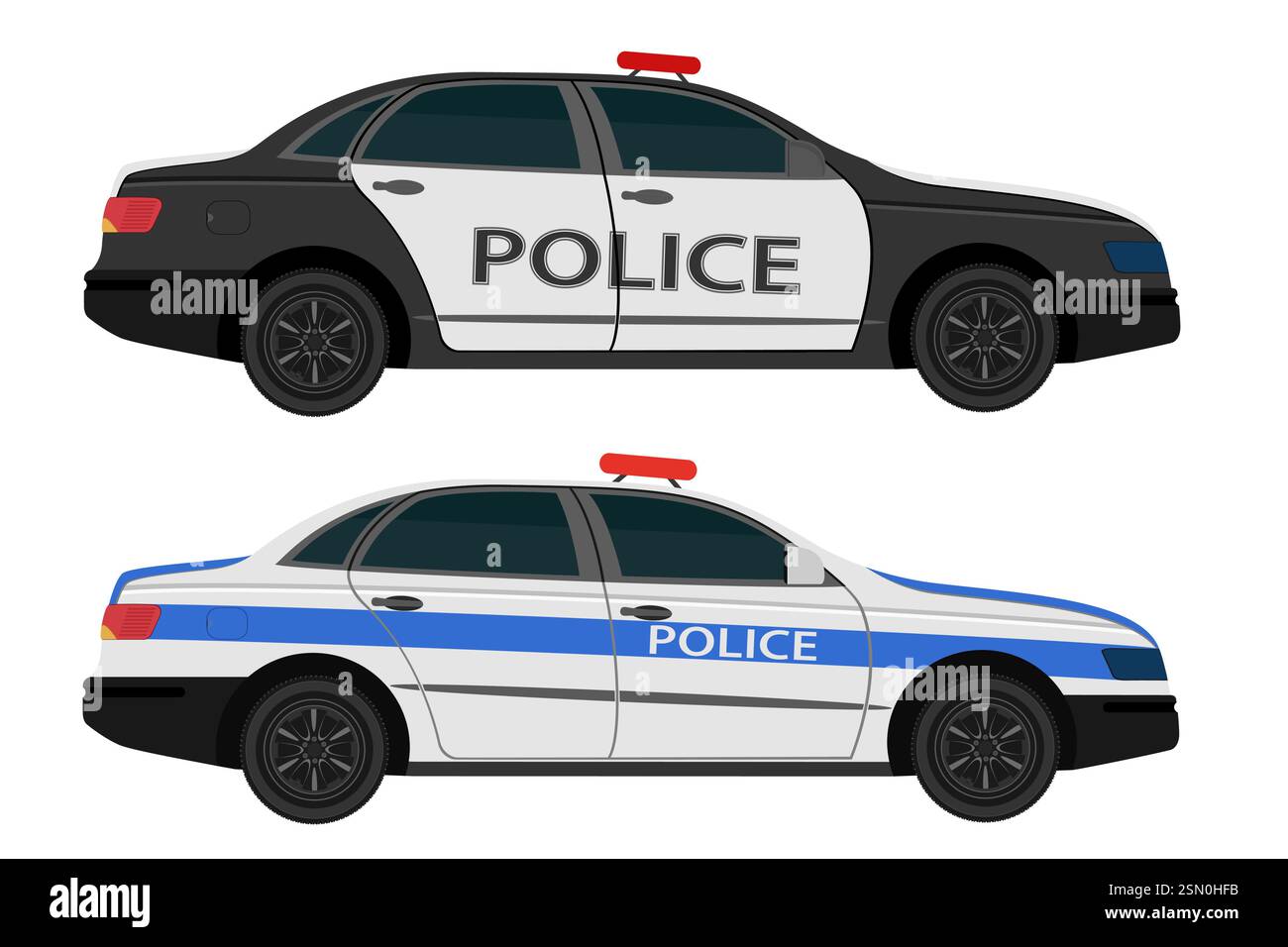 police car vehicle flat style vector illustration isolated on white ...