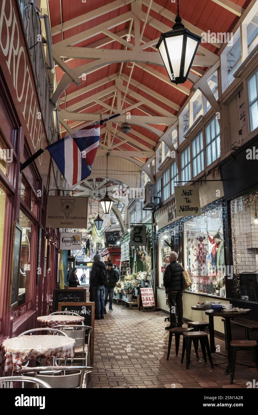 Oxford, England - The Covered Market is an historic indoor market with permanent independent shops and stalls on Market Street in central Oxford. The Stock Photo