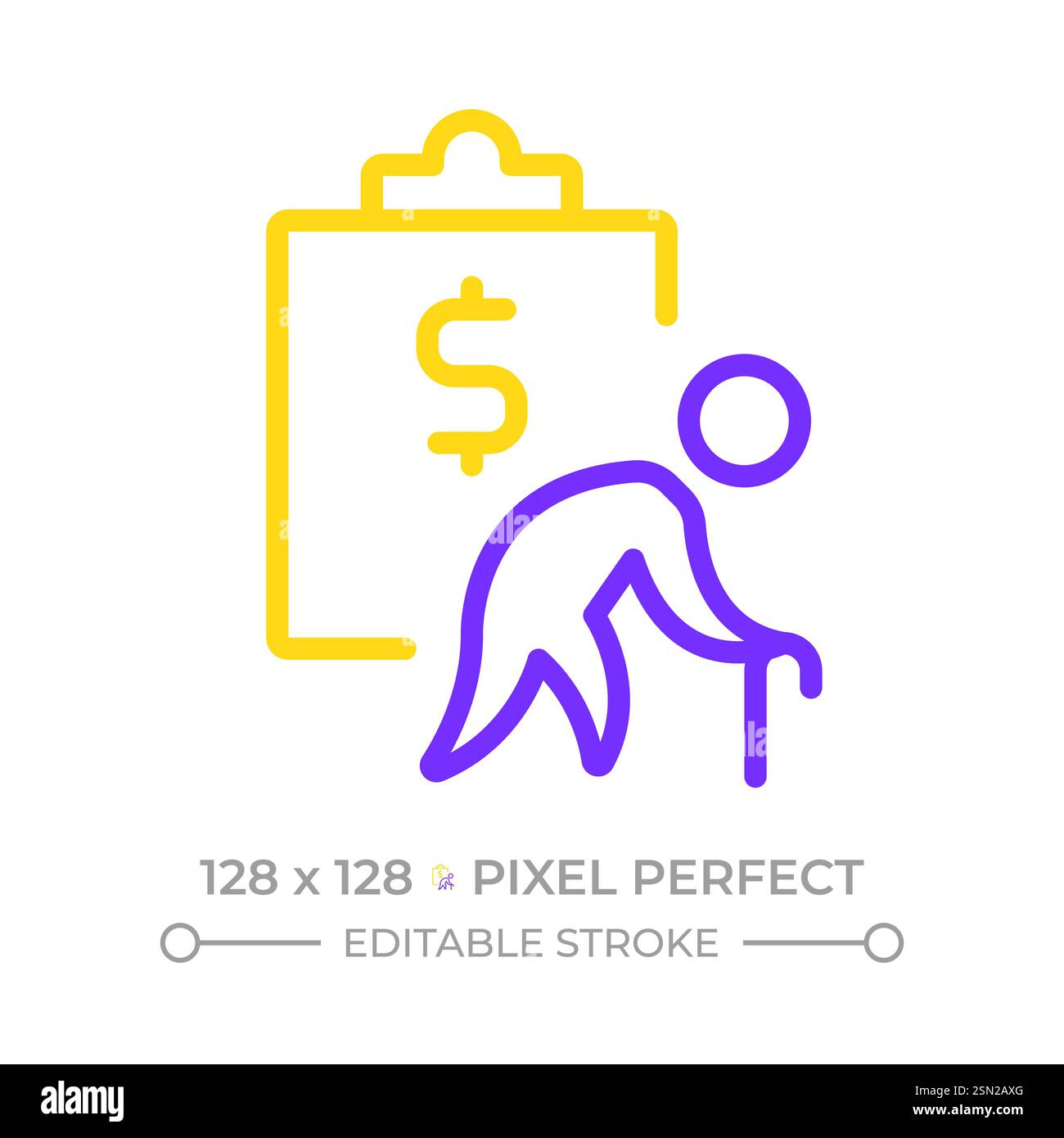 Retirement plan pixel perfect two color line icon Stock Vector