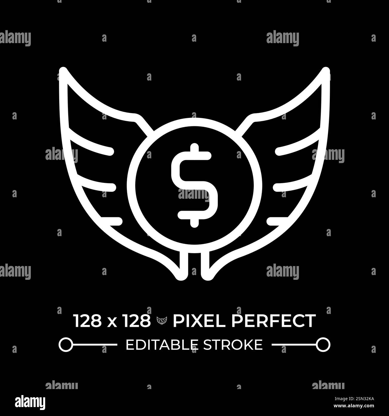 Financial freedom pixel perfect white linear icon for dark theme Stock ...