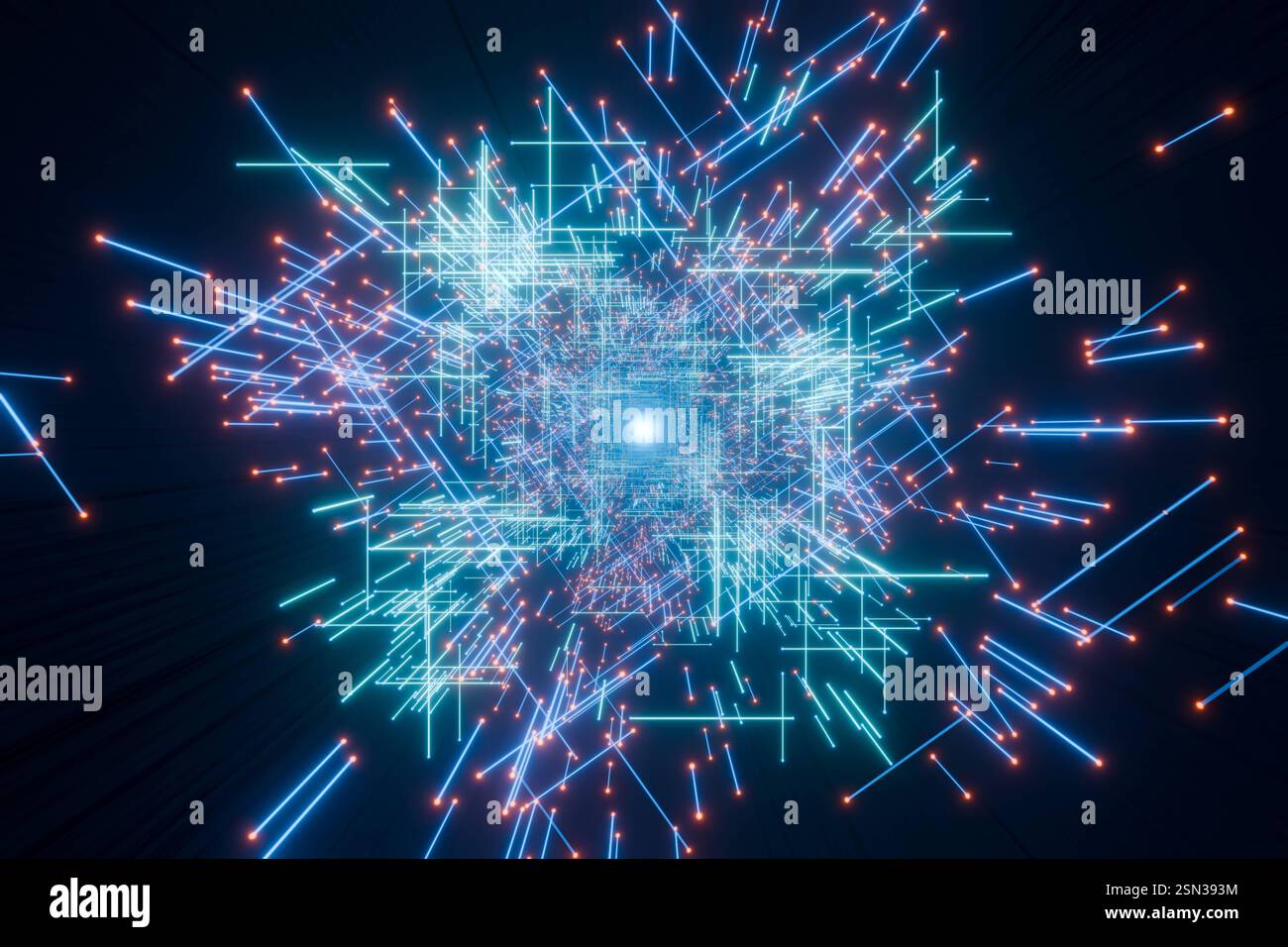 Futuristic cyber loop. Futuristic cyber loop. Digital lines with orange spheres. img technology043s01 virtual cyber loop Stock Photo