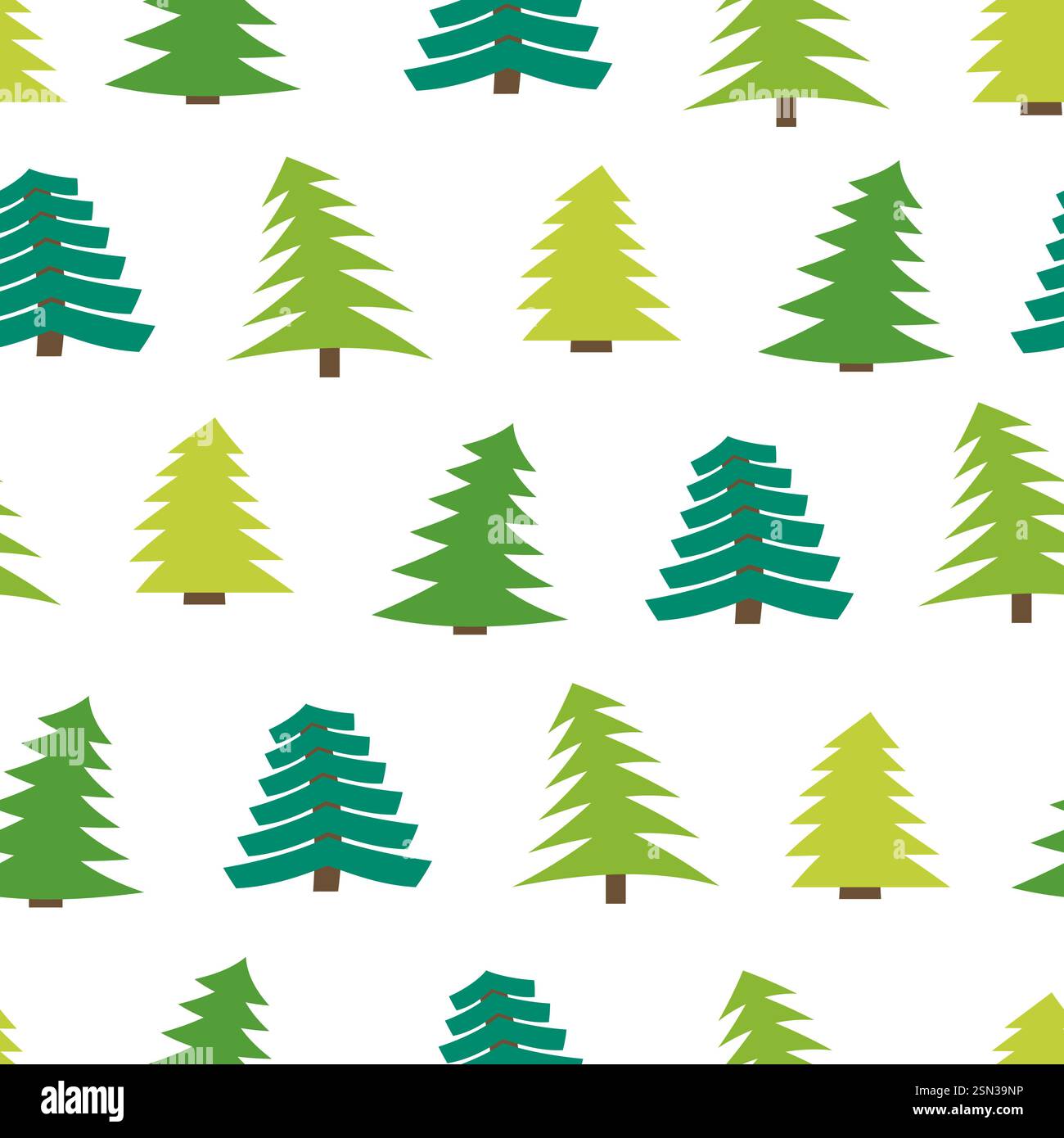Seamless pattern with spruces on white background. Vector illustration Stock Vector