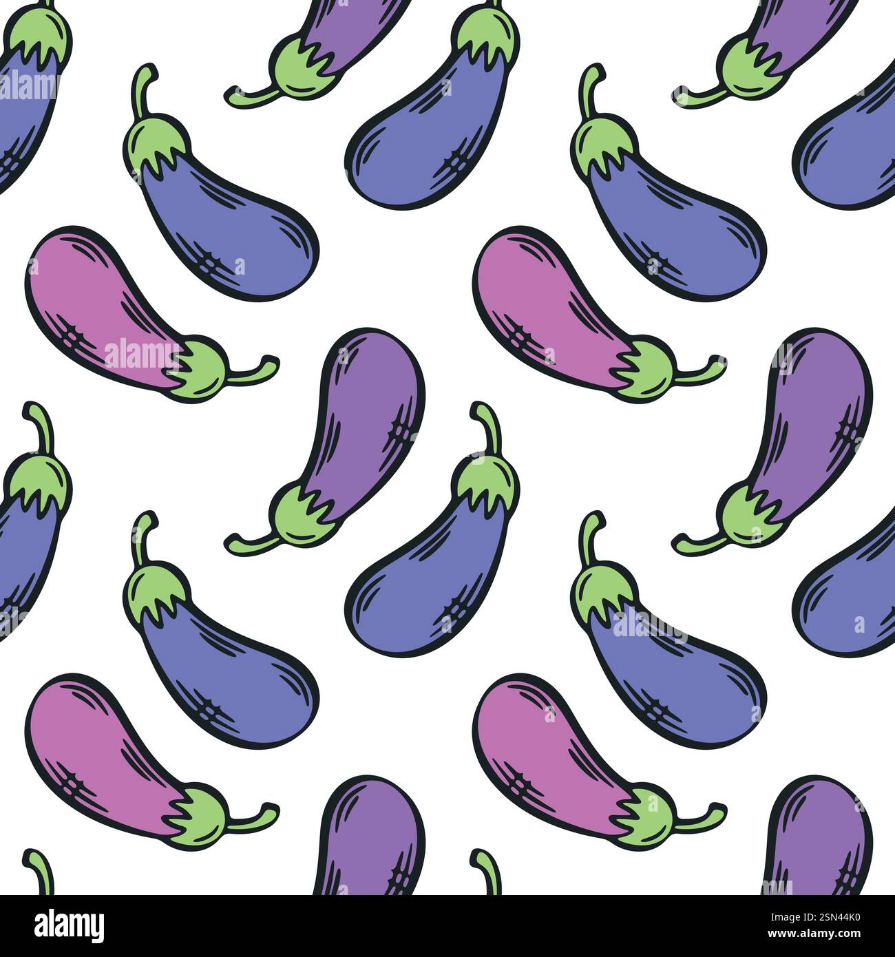 Eggplant seamless pattern vector illustration. Stock Vector