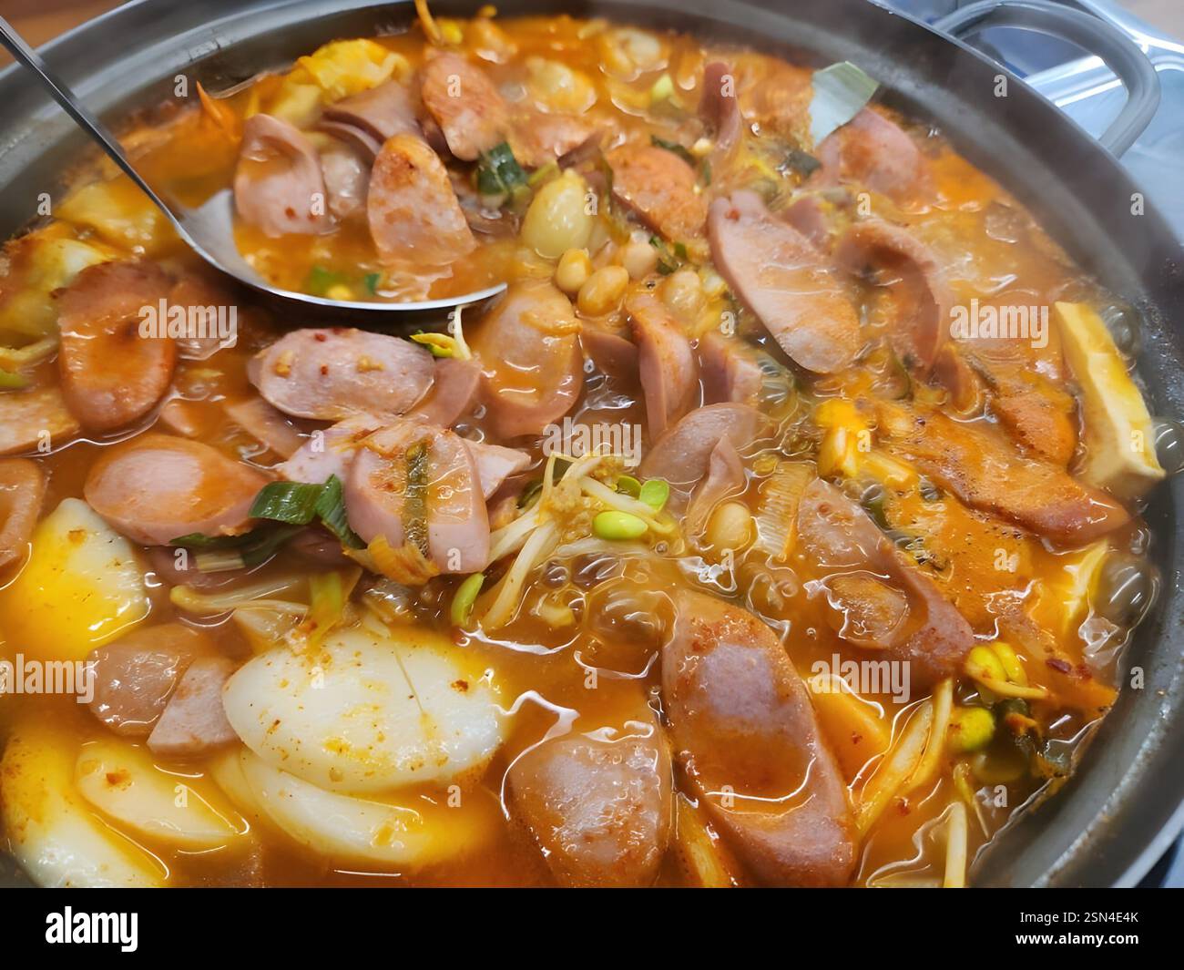 Korean traditional food. Budae-jjigae (Sausage Spam Stew St…