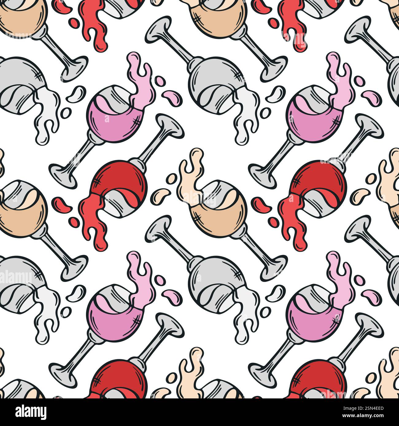Wineglass seamless pattern vector illustration. Stock Vector