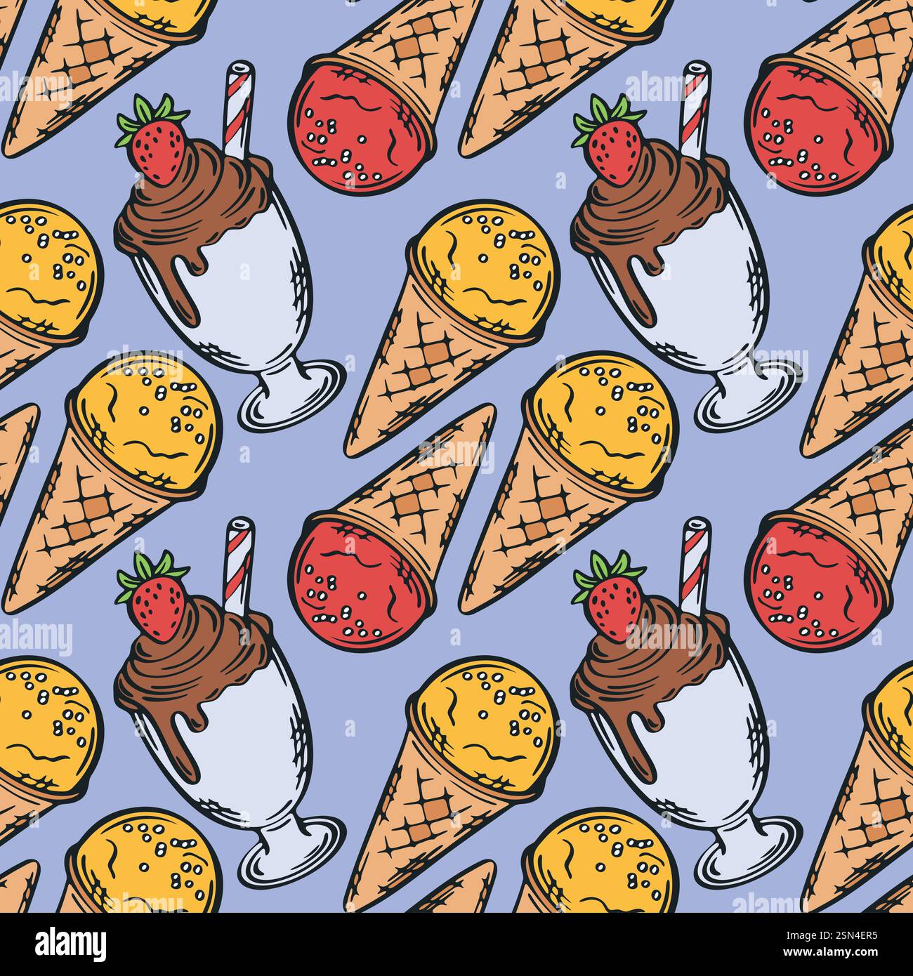 Ice cream seamless pattern vector illustration Stock Vector Image & Art ...