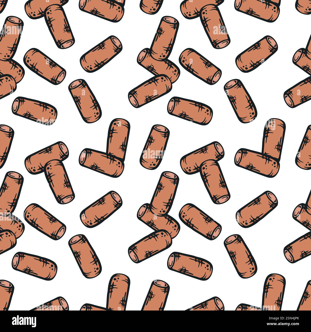 Wine bottle cork seamless pattern vector illustration. Stock Vector