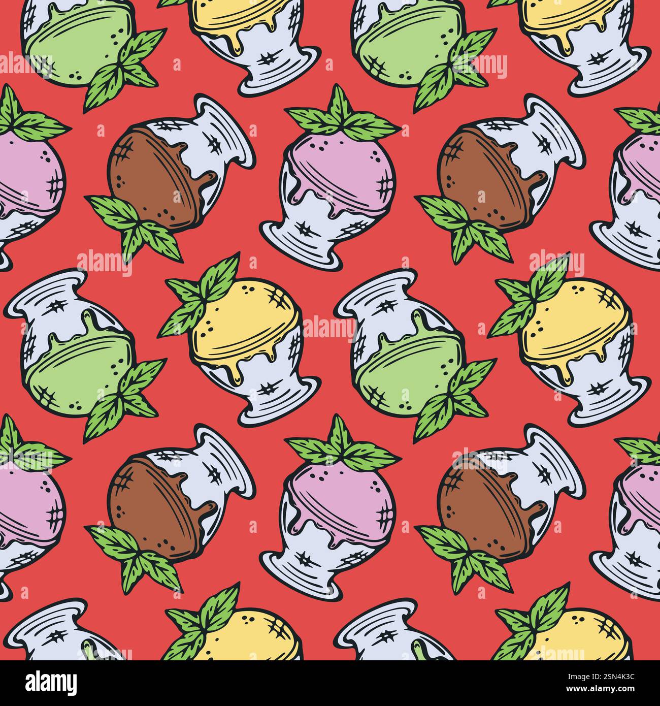 Ice cream seamless pattern vector illustration. Stock Vector