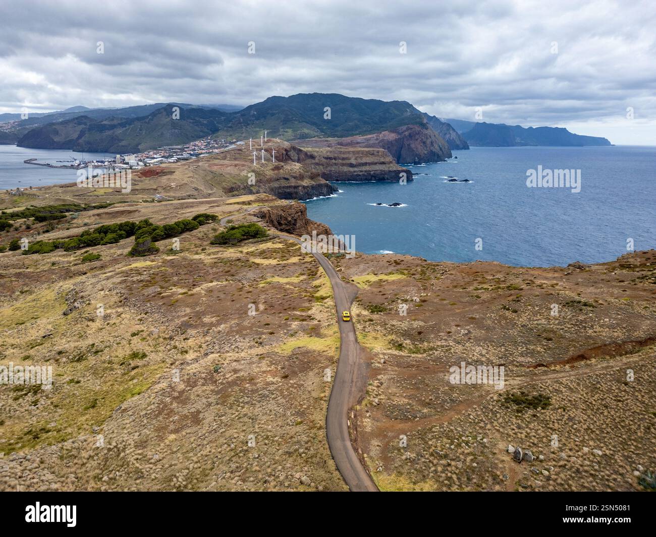 Road on Ponta de Sao Lourenco, easternmost point of Madeira Island in Portugal Stock Photo