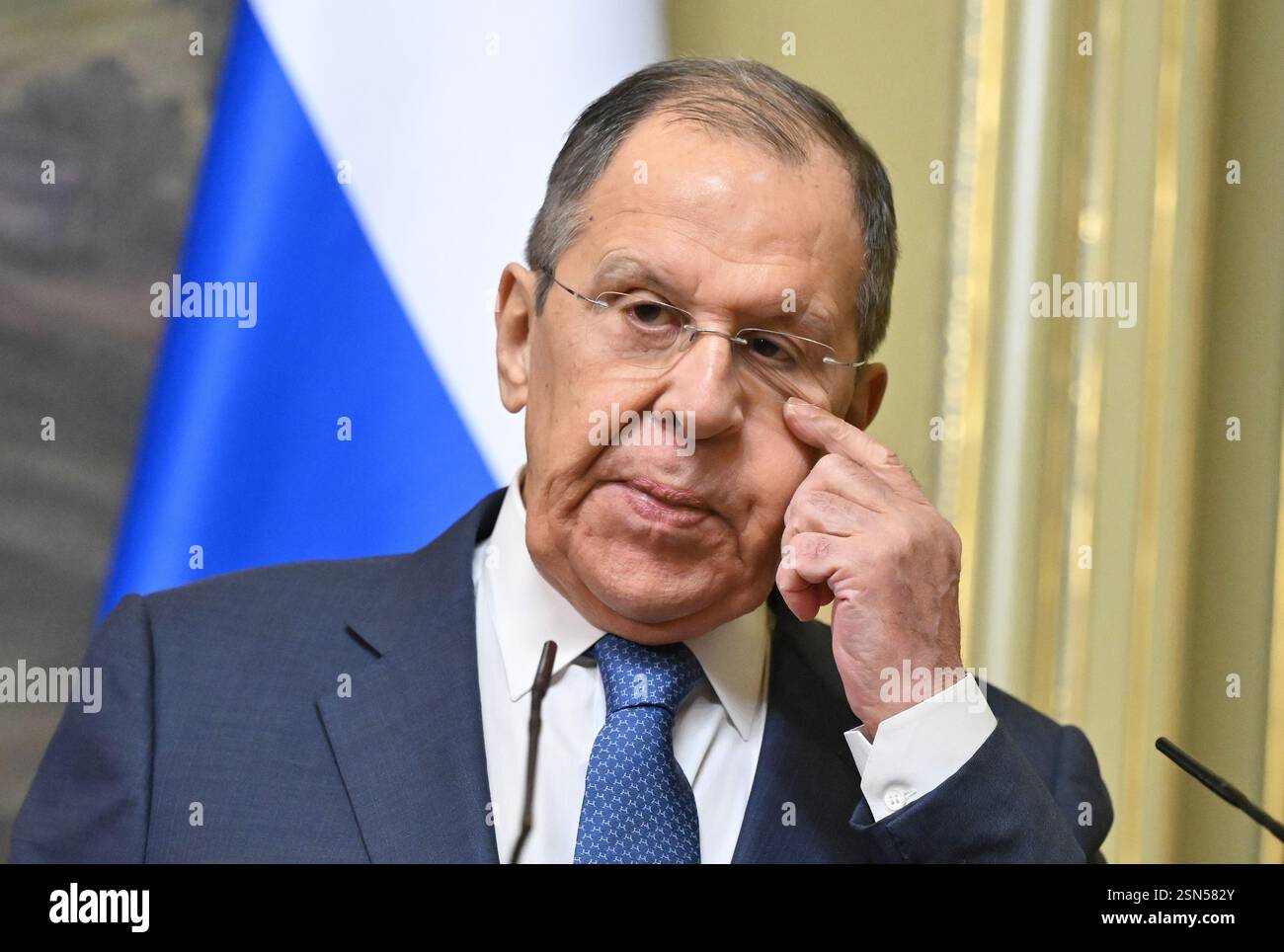 Moscow, Russia. 13th Feb, 2025. Russian Foreign Minister Sergei Lavrov