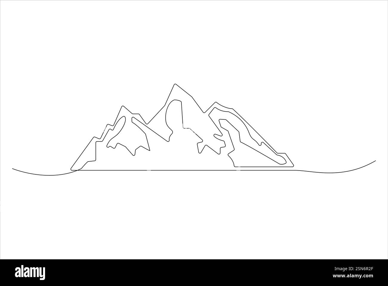 Continuous one line mountain range landscape outline vector art ...