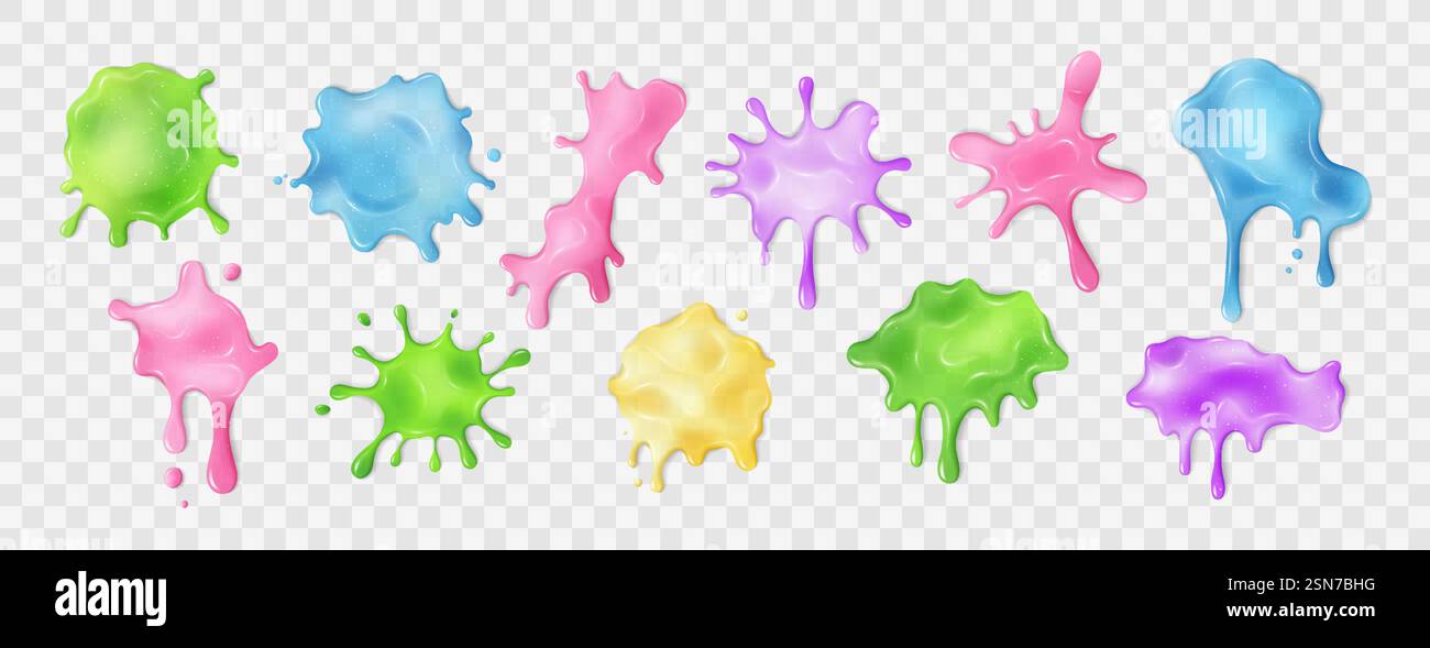 Liquid multicolored slime blots. Isolated elements Stock Vector