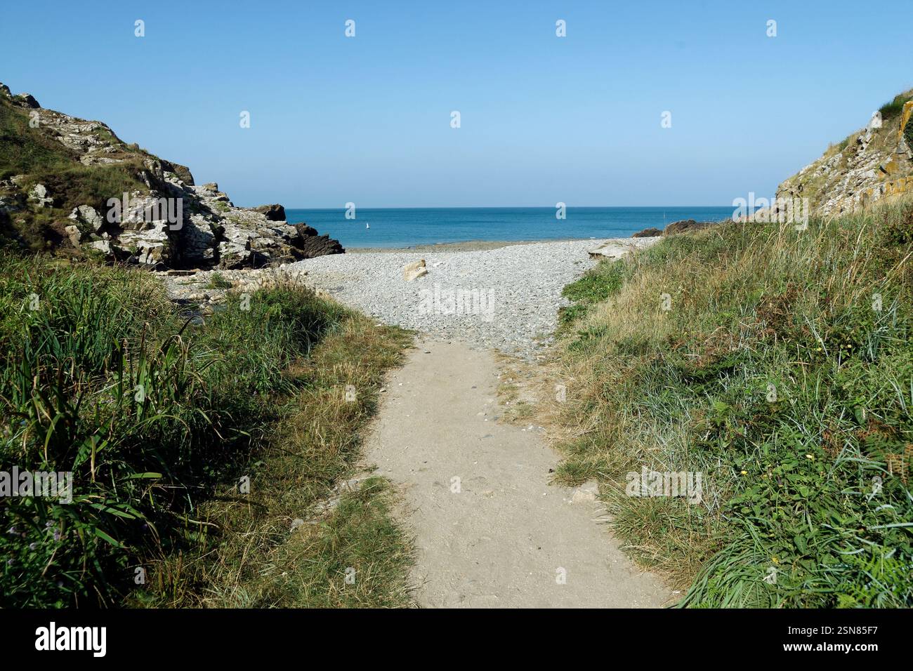 The port of Lude in the Lude valley at Carolles (Manche, Normandy, France). Stock Photo