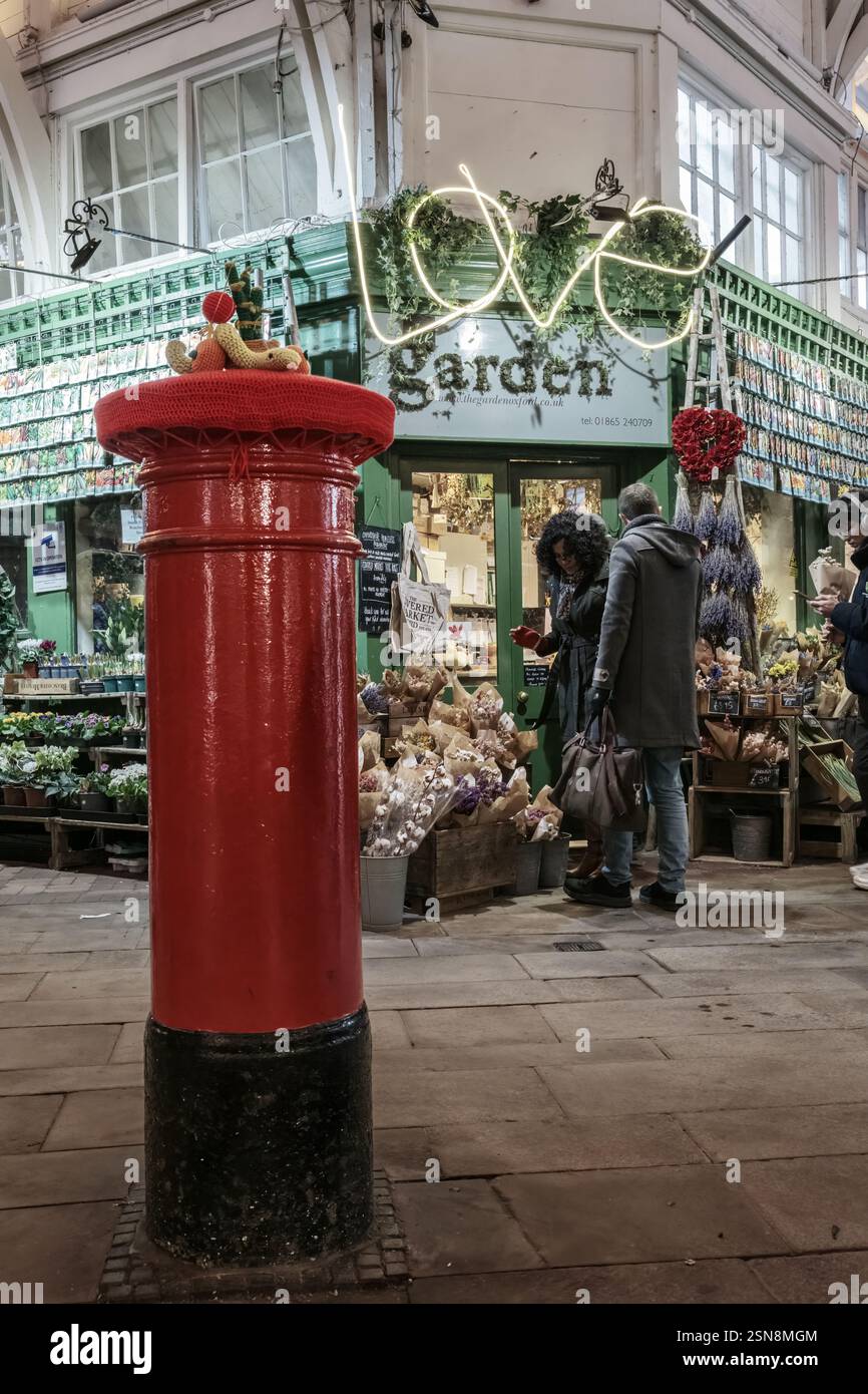 Oxford, England - The Covered Market is an historic indoor market with permanent independent shops and stalls on Market Street in central Oxford. The Stock Photo
