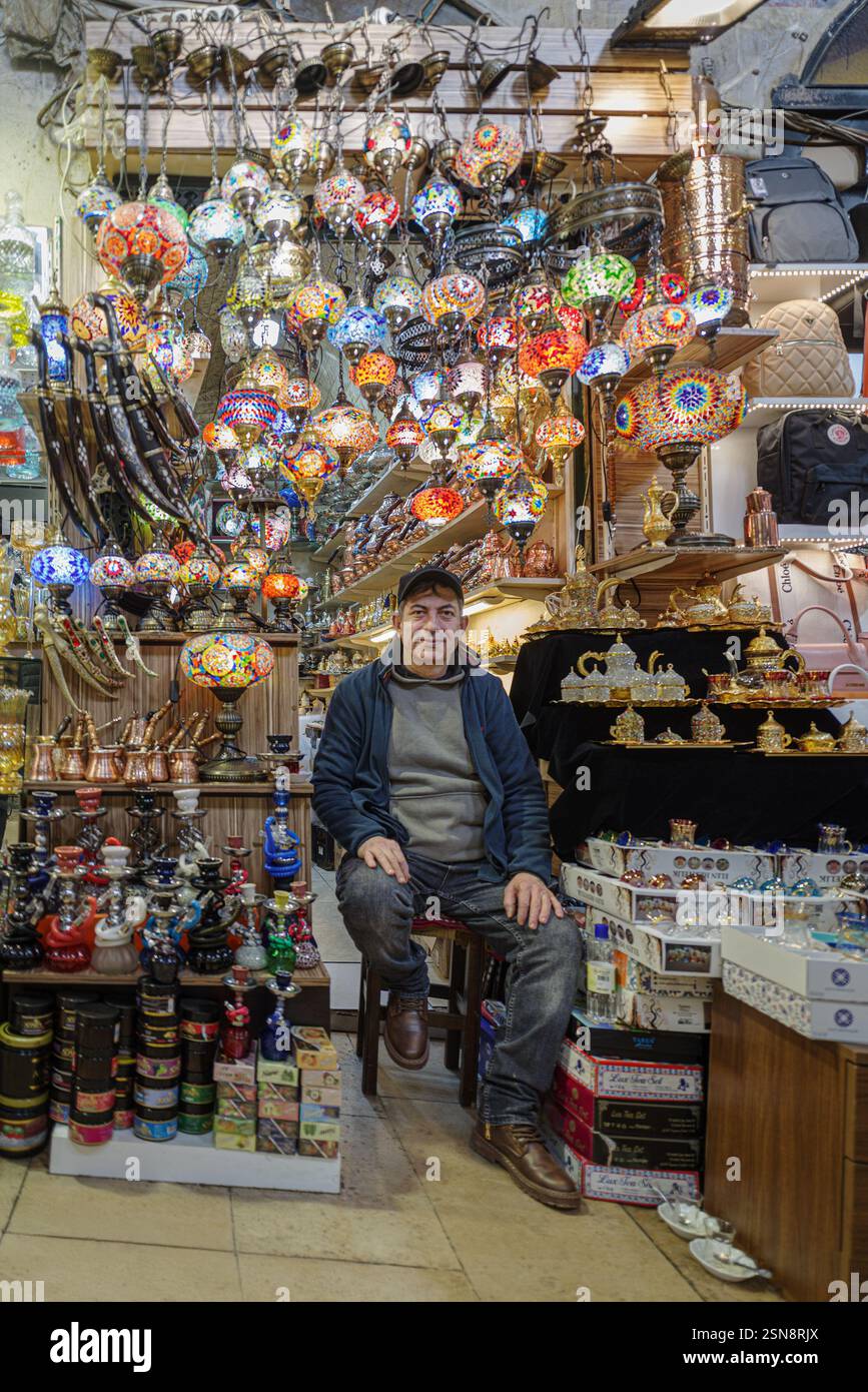 Male shop owner in front of his store at the Grand Bazaar in Istanbul ...