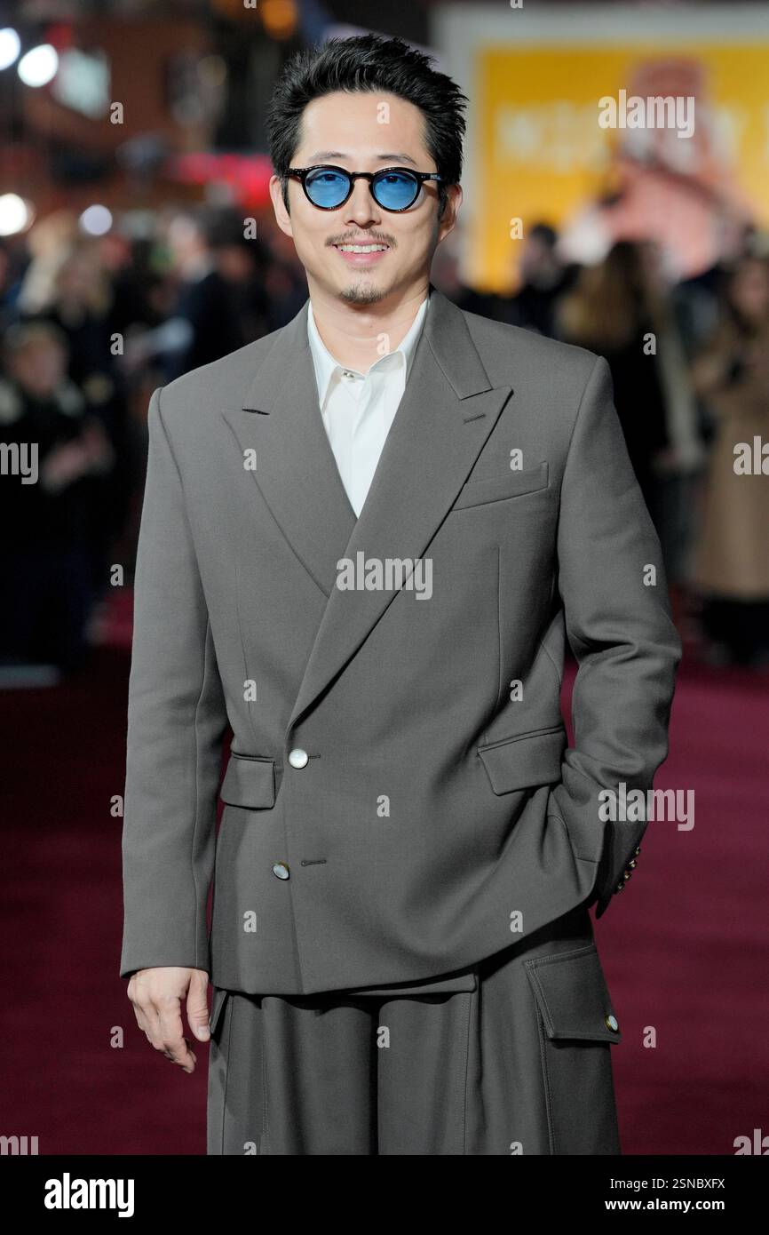 Steven Yeun attending the world premiere of Mickey 17 at Cineworld Leicester Square, central London. Picture date: Thursday February 13, 2025. Stock Photo