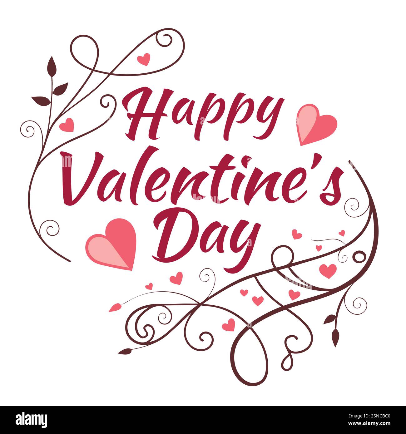 Happy Valentine's Day Typography Design With White Background Stock ...