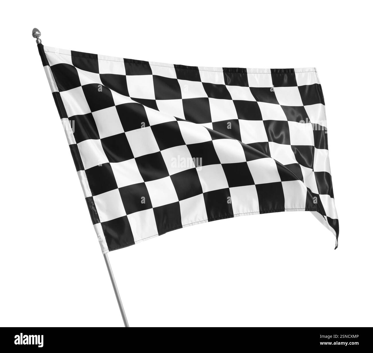 One racing checkered flag isolated on white Stock Photo - Alamy