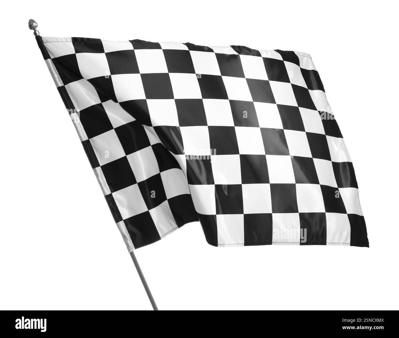 One racing checkered flag isolated on white Stock Photo - Alamy