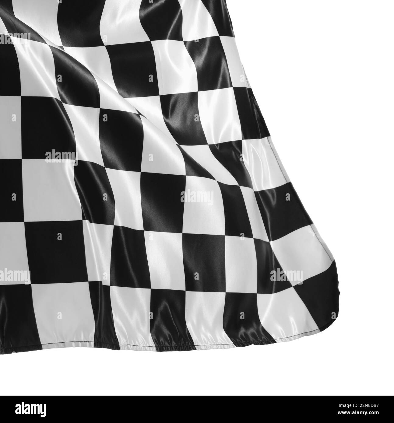One racing checkered flag isolated on white Stock Photo - Alamy