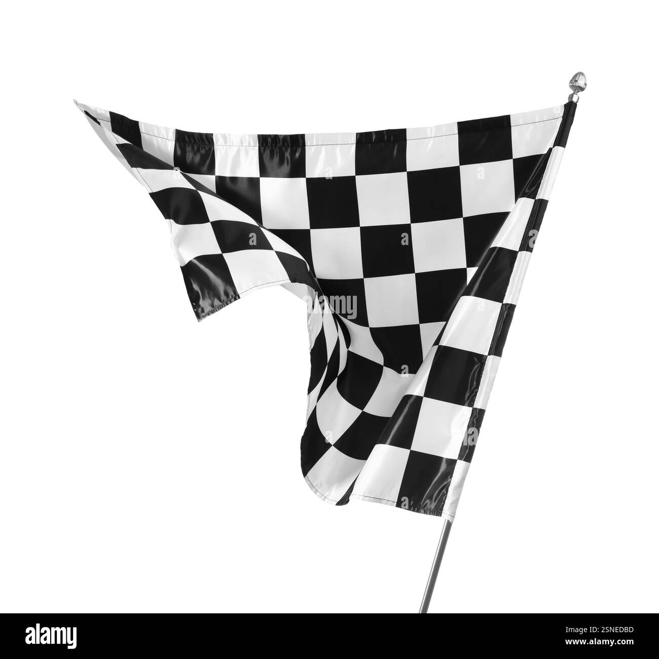 One racing checkered flag isolated on white Stock Photo - Alamy