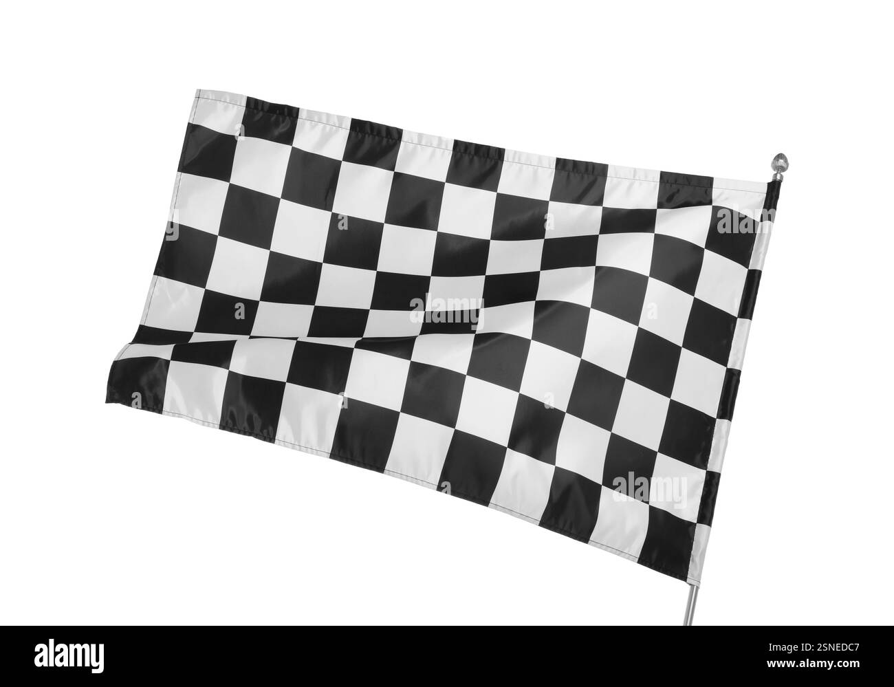 One racing checkered flag isolated on white Stock Photo - Alamy