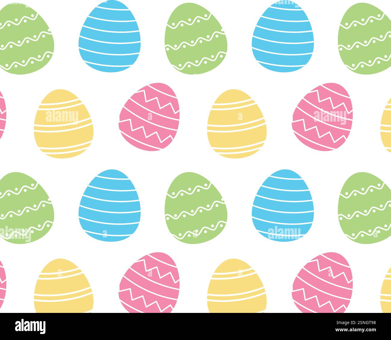 A pattern of different easter eggs. Simple flat illustration. Vector background. Stock Vector