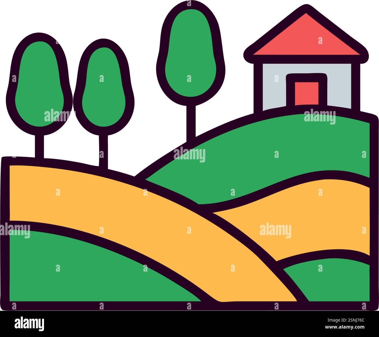 Vector Rural Hills Italian rural landscape with hills and farms Stock Vector Image & Art ...
