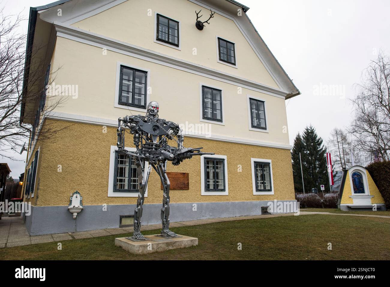 Thal, Austria. 2nd Feb, 2025. A massive Terminator robot's replica ...