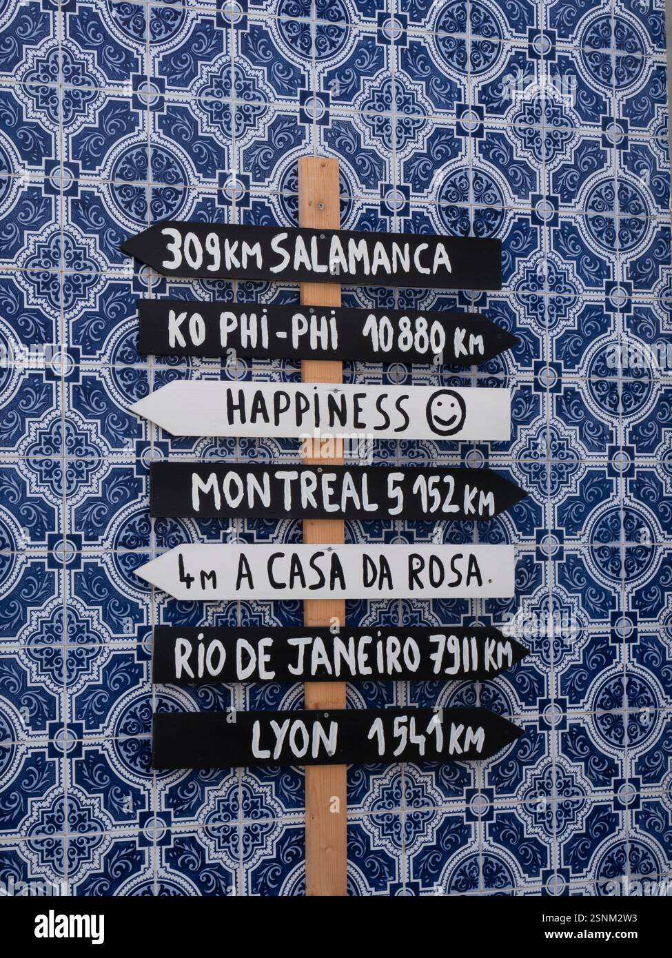 Directional sign, Aveiro, Portugal. Stock Photo