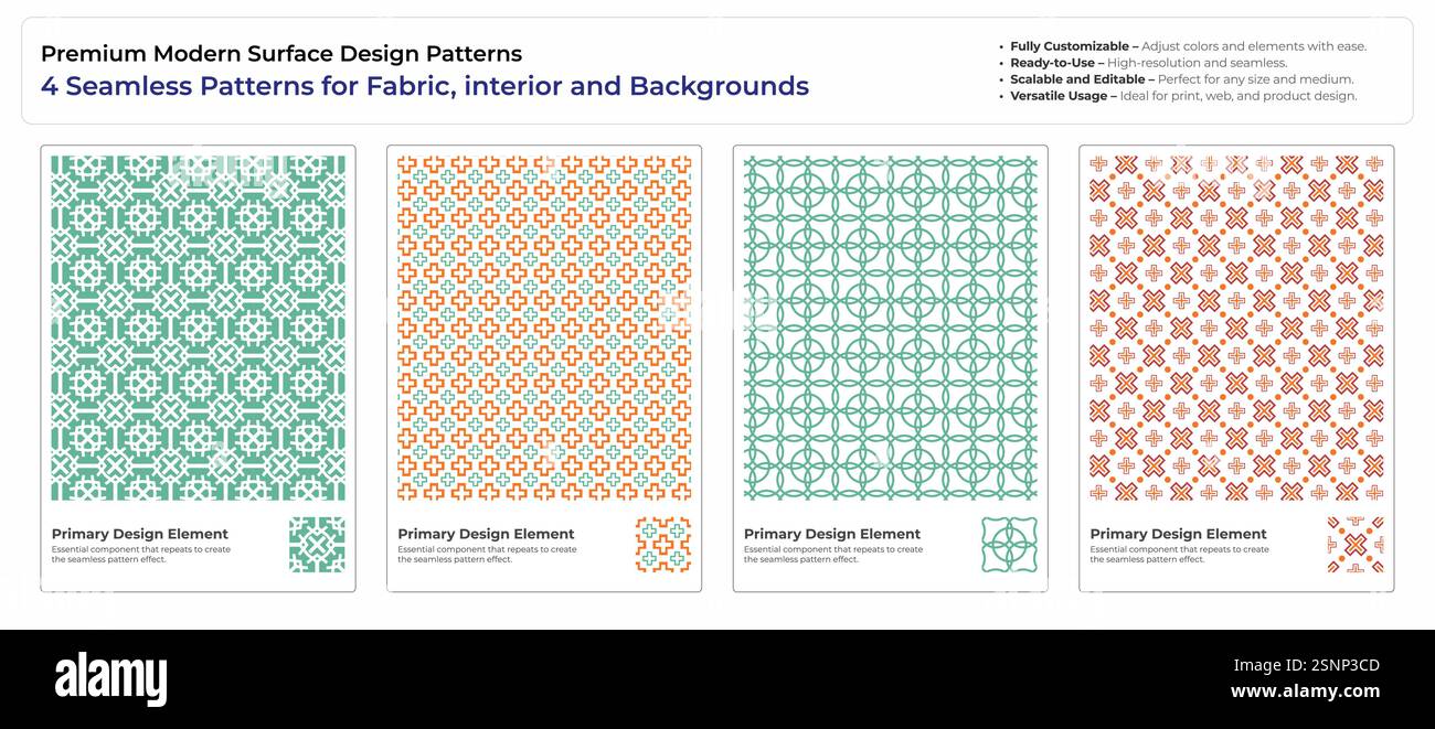 Timeless Seamless Pattern Set for Interior & Digital Art Stock Vector