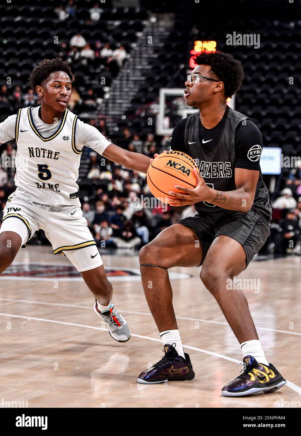 Inglewood, CA. 1st Feb, 2025. Bryce James (5) of Sierra Canyon moves ...