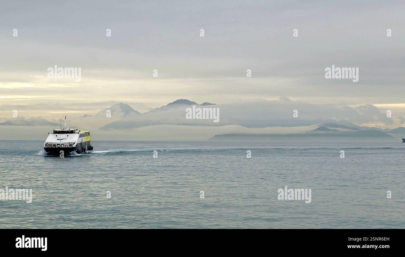 A misty afternoon after the rains. West Lamma Channel, Hong Kong. - Smartphone Captured Stock Image