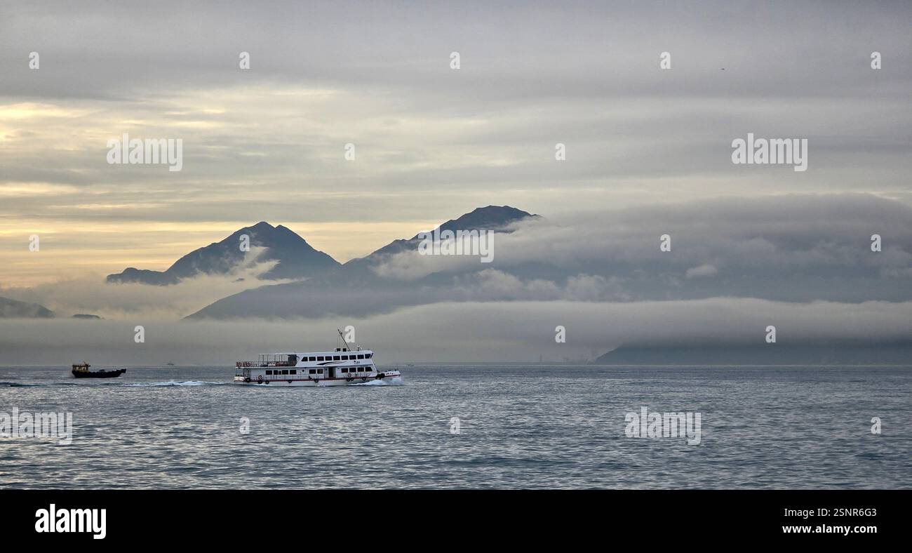 A misty afternoon after the rains. West Lamma Channel, Hong Kong. - Smartphone Captured Stock Image