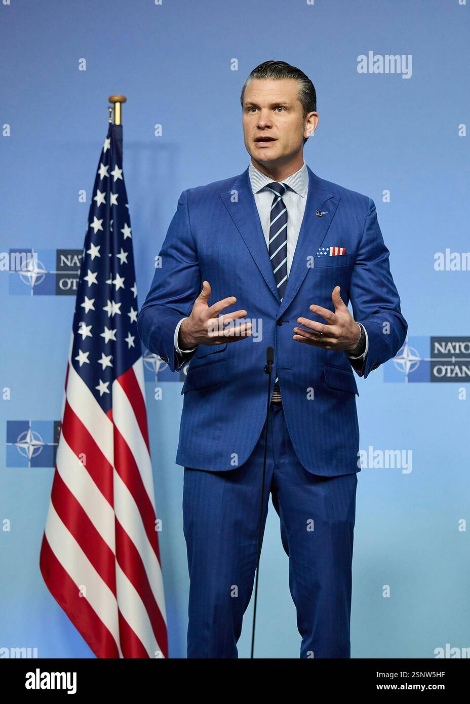 U.S. Secretary of Defence Pete Hegseth holds his closing press